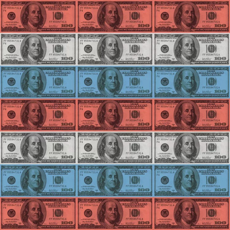 One Hundred Dollar BillUS Flag Stripes by iCanvas wall art