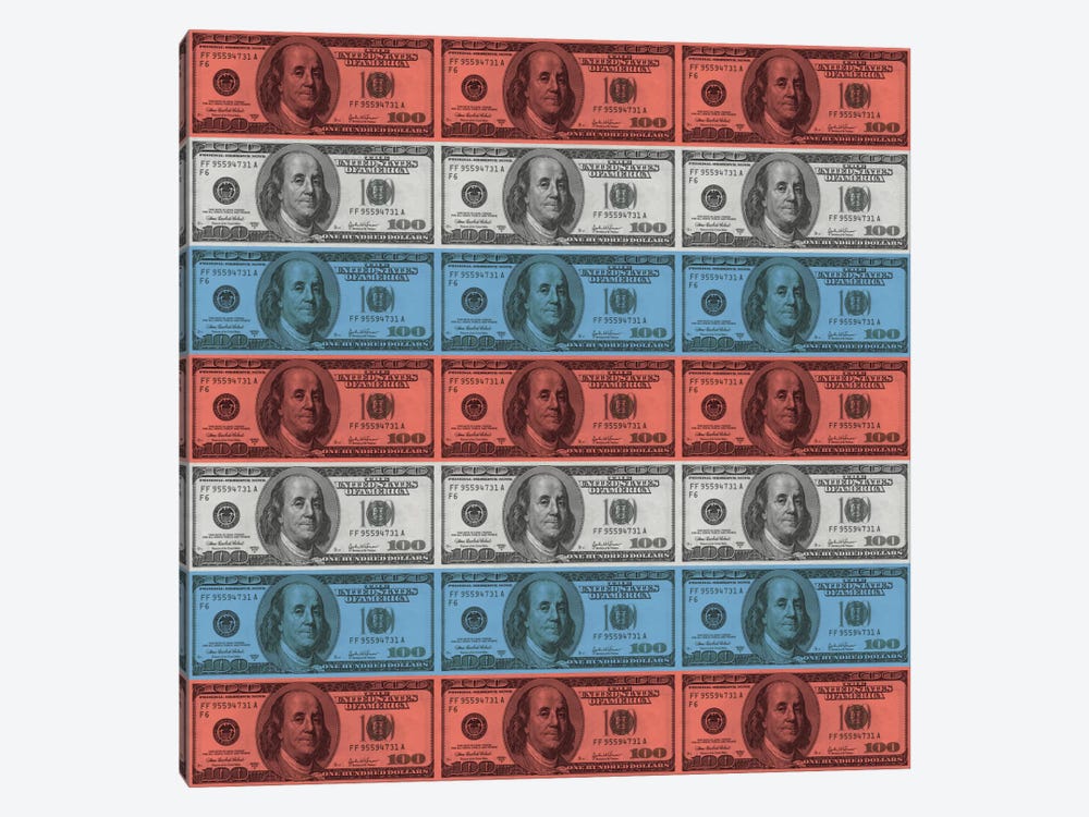 One Hundred Dollar BillUS Flag Stripes by iCanvas 1-piece Canvas Art