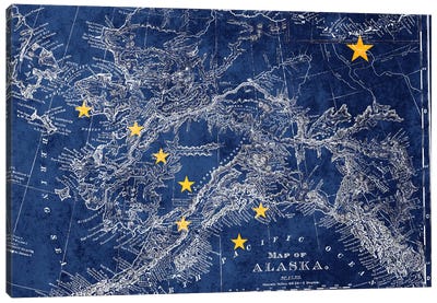 Alaska (Vintage Map) II Canvas Art Print - U.S. State Flag Art