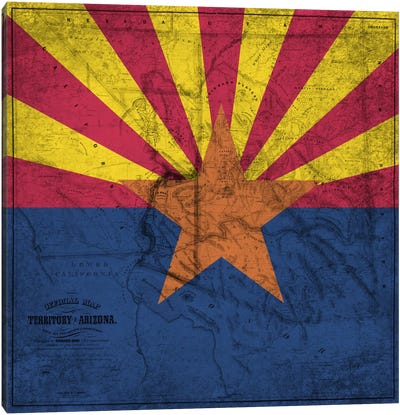 Arizona (Vintage Map) Canvas Art Print - U.S. State Flag Art