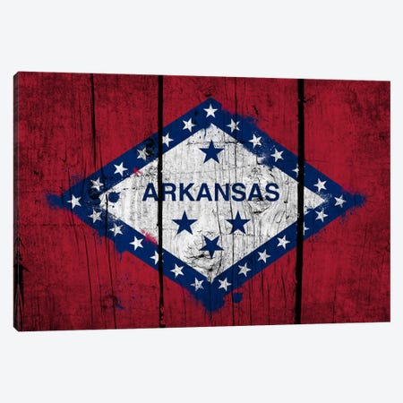 Arkansas FlagGrunge Wood Boards Painted Canvas Print #FLG551} by iCanvas Canvas Artwork