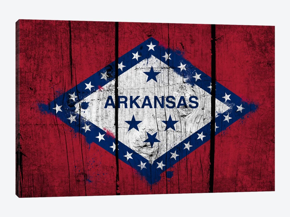 Arkansas FlagGrunge Wood Boards Painted by iCanvas 1-piece Canvas Art