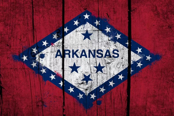 Arkansas: Arkansas FlagGrunge Wood Boards Painted by iCanvas