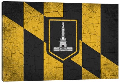 Baltimore, Maryland Cracked Paint City Flag Canvas Art Print - Flag Art