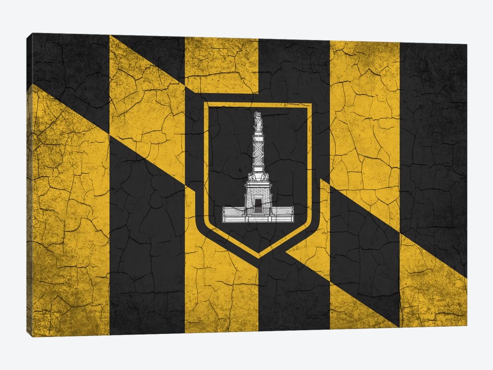 Baltimore, Maryland Cracked Paint City Flag by iCanvas 1-piece Canvas Wall Art