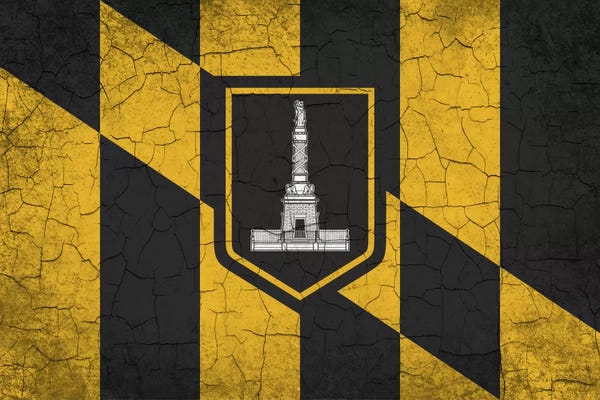 Maryland: Baltimore, Maryland Cracked Paint City Flag by iCanvas
