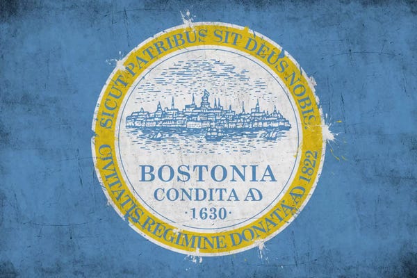 U.S. State Flags: BostonMassachusetts Flag - Grunge Painted by iCanvas