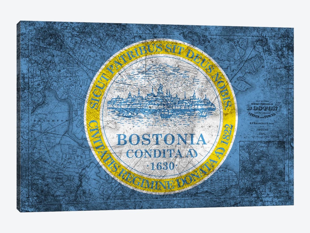 Boston, Massachusetts (Vintage Map) by 5by5collective 1-piece Canvas Print