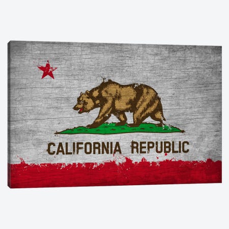 California Fresh Paint State Flag on Wood Board Canvas Print #FLG568} by 5by5collective Canvas Art Print