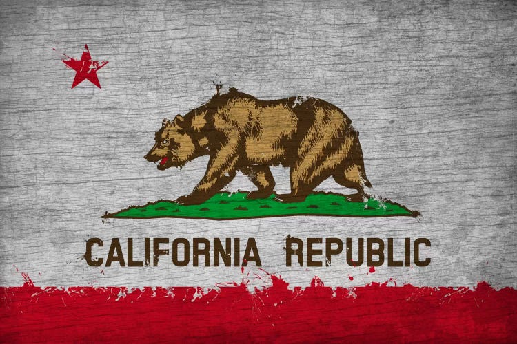 California Fresh Paint State Flag on Wood Board