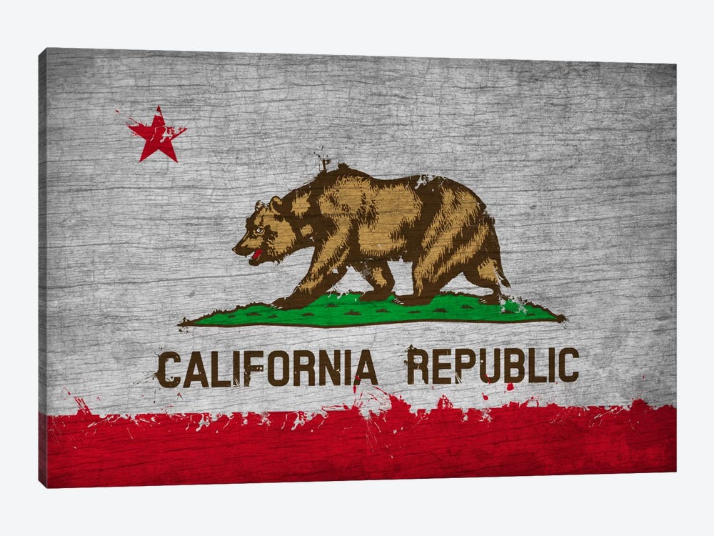 California Fresh Paint State Flag on Wood Board by 5by5collective 1-piece Canvas Wall Art