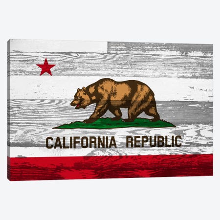 California State Flag on Wood Panels Canvas Print #FLG570} by iCanvas Canvas Artwork