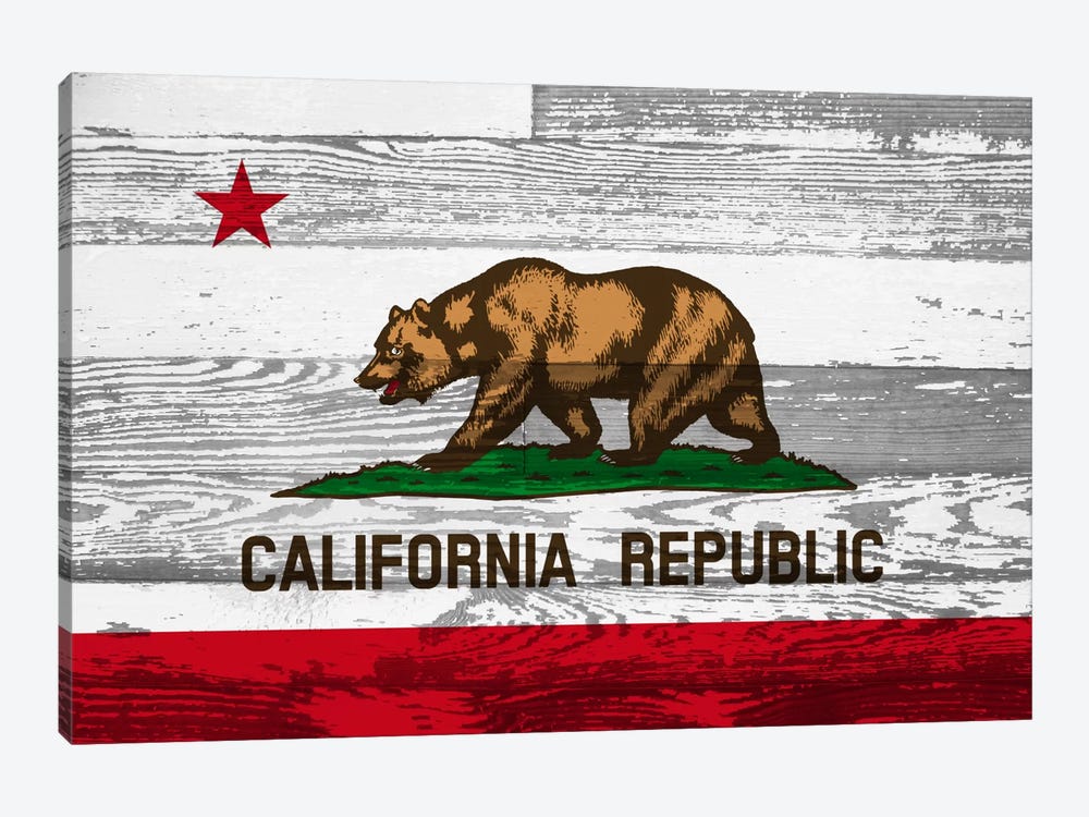 California State Flag on Wood Panels by 5by5collective 1-piece Canvas Art Print