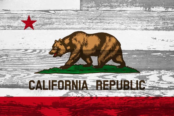 California: California State Flag on Wood Panels by 5by5collective