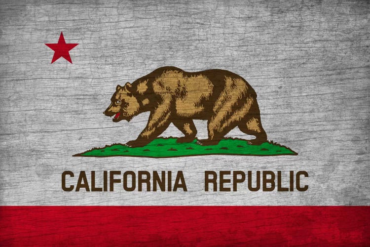 California State Flag on Wood Board