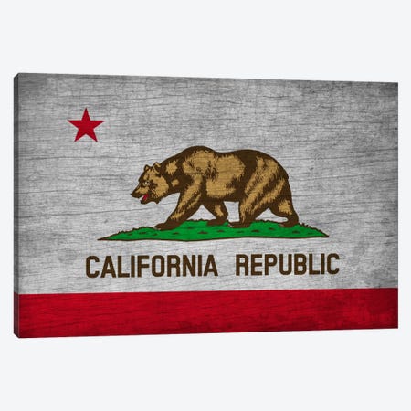 California State Flag on Wood Board Canvas Print #FLG571} by iCanvas Canvas Artwork