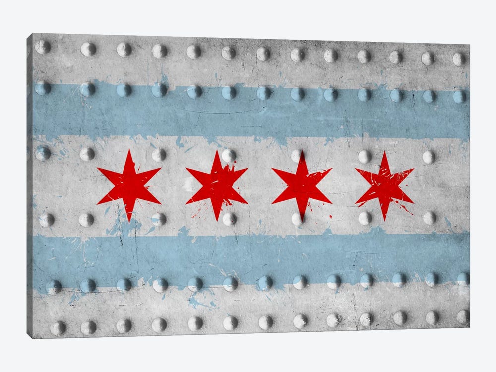 Chicago City Flag (Riveted Metal) by 5by5collective 1-piece Art Print