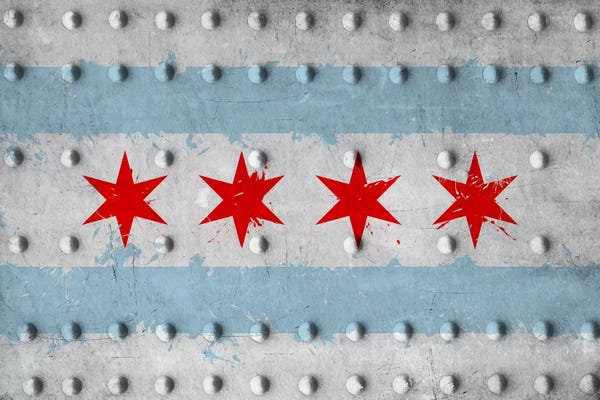 U.S. State Flags: Chicago City Flag (Riveted Metal) by 5by5collective