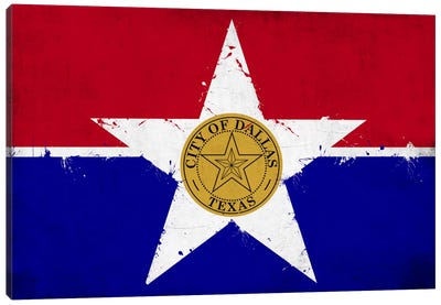 Dallas, Texas Fresh Paint City Flag Canvas Art Print - Flags Collection