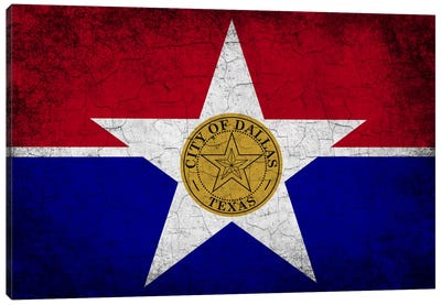 Dallas, Texas Cracked Paint City Flag Canvas Art Print - Flags Collection