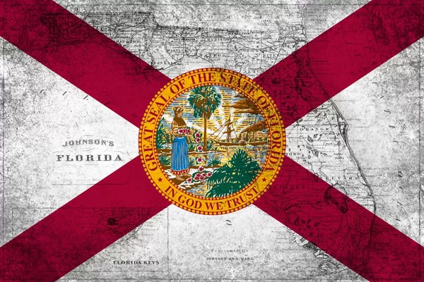 Flags Collection: Florida (Vintage Map) by iCanvas