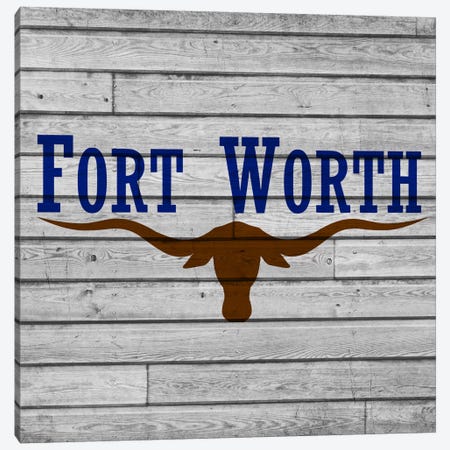 Fort Worth, Texas City Flag on Wood Planks Canvas Print #FLG603} by iCanvas Canvas Wall Art