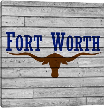 Fort Worth, Texas City Flag on Wood Planks Canvas Art Print