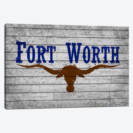 Fort Worth, Texas Cracked Fresh Paint City Flag on Wood Planks Canvas Print #FLG605} by iCanvas Canvas Print