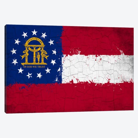 Georgia Cracked Fresh Paint State Flag Canvas Print #FLG610} by 5by5collective Canvas Art Print