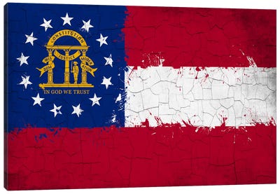 Georgia Cracked Fresh Paint State Flag Canvas Art Print - Flag Art