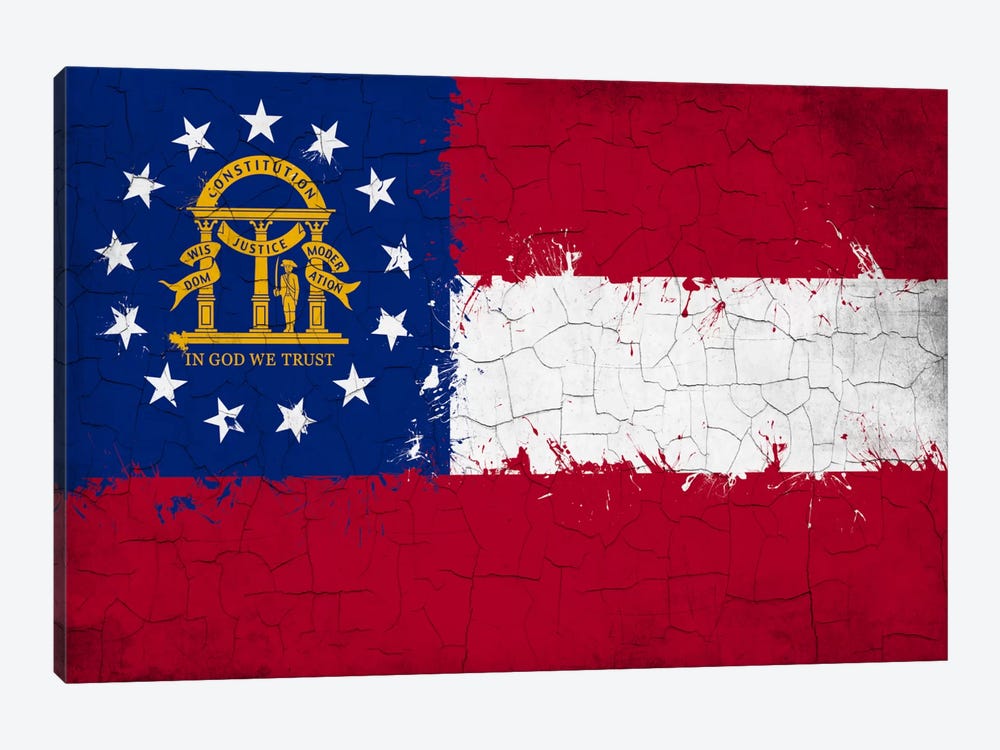 Georgia Cracked Fresh Paint State Flag 1-piece Art Print