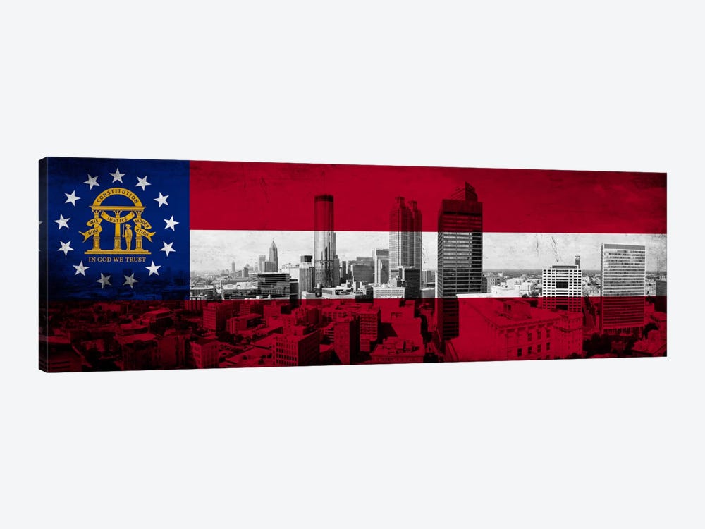 Georgia FlagPanoramic Atlanta Skyline Grunge by iCanvas 1-piece Canvas Wall Art