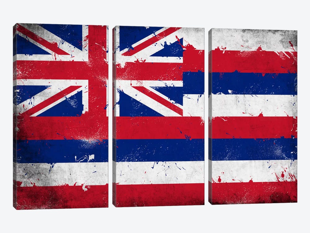 Hawaii FlagGrunge Painted by iCanvas 3-piece Canvas Wall Art