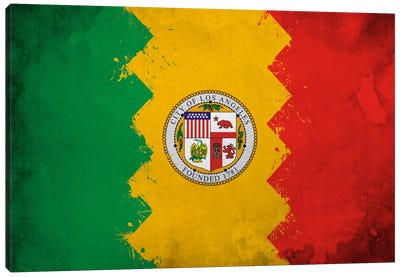 Los Angeles, California Fresh Paint City Flag Canvas Art Print - Flags Collection