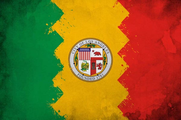 Los Angeles: Los Angeles, California Fresh Paint City Flag by iCanvas