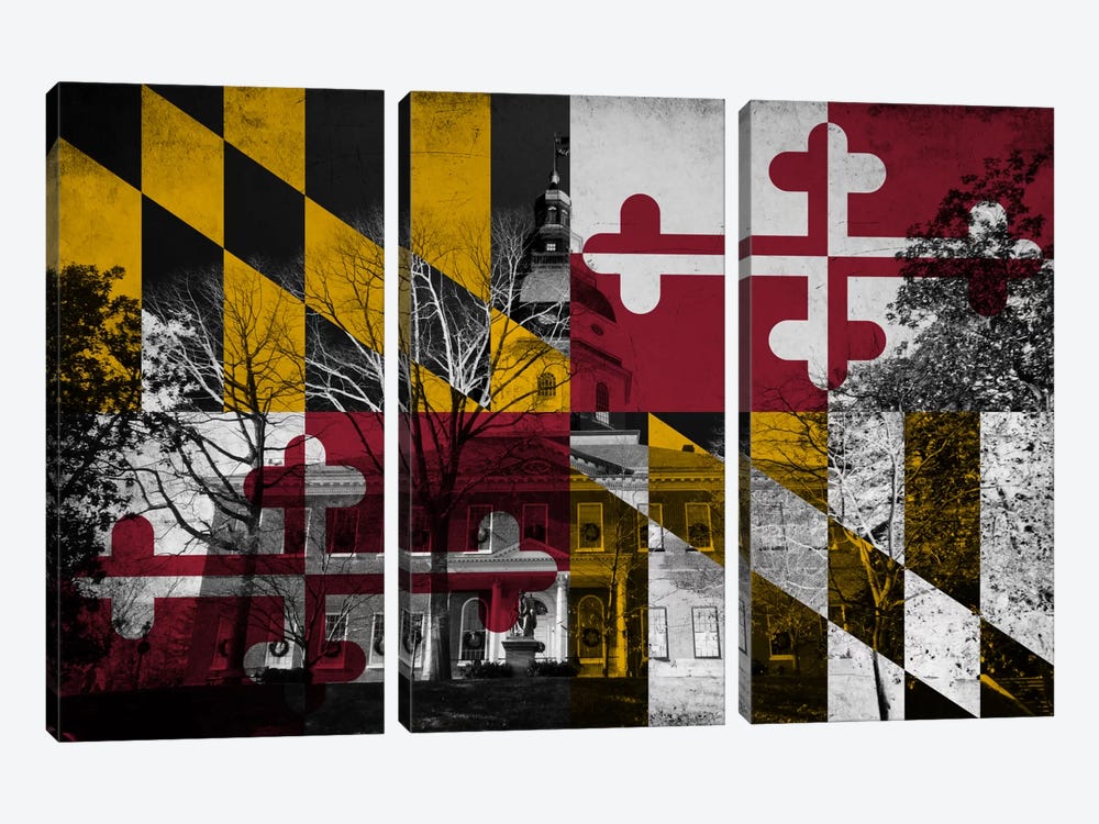 Maryland (The Maryland State House) 3-piece Canvas Wall Art