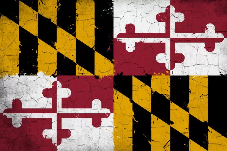 Maryland Cracked Fresh Paint State Flag