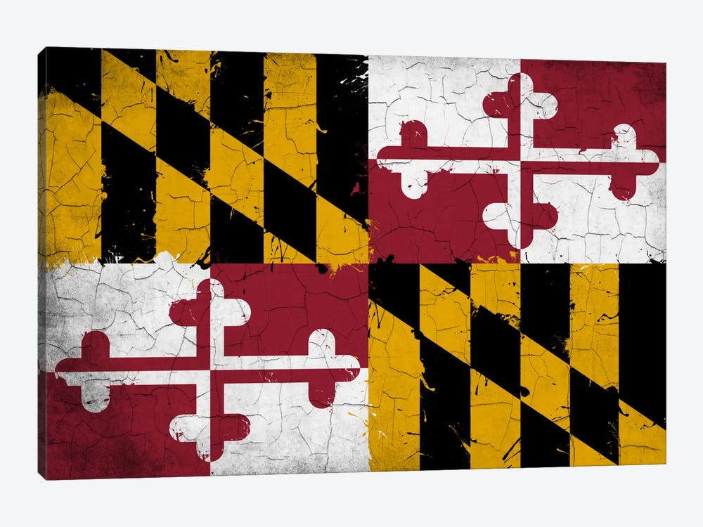 Maryland Cracked Fresh Paint State Flag by iCanvas 1-piece Canvas Wall Art