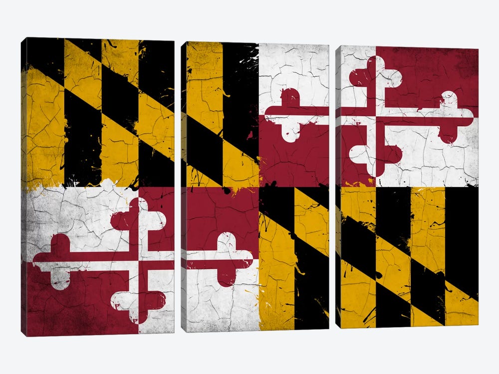 Maryland Cracked Fresh Paint State Flag by iCanvas 3-piece Canvas Wall Art