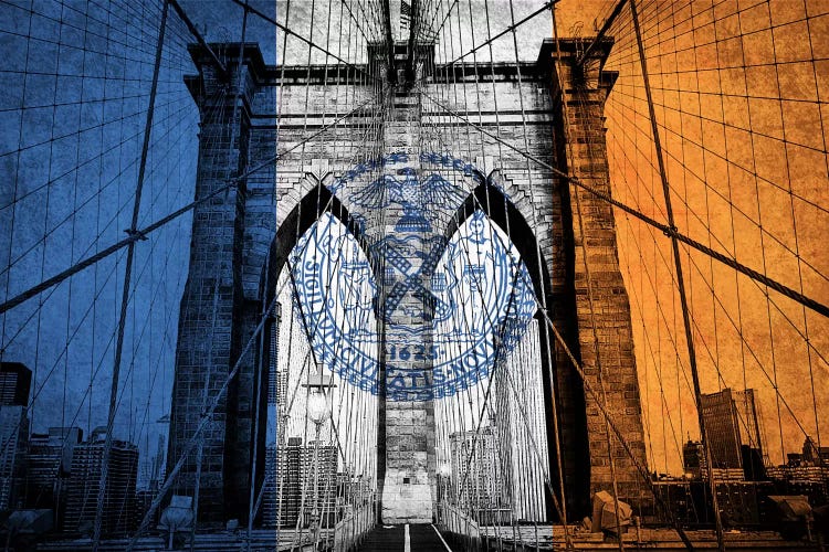 New York City, New York (Brooklyn Bridge) by 5by5collective wall art