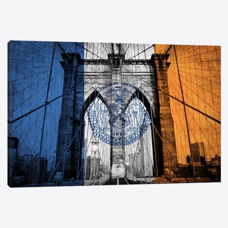 New York City, New York (Brooklyn Bridge) Canvas Print #FLG681} by iCanvas Canvas Wall Art