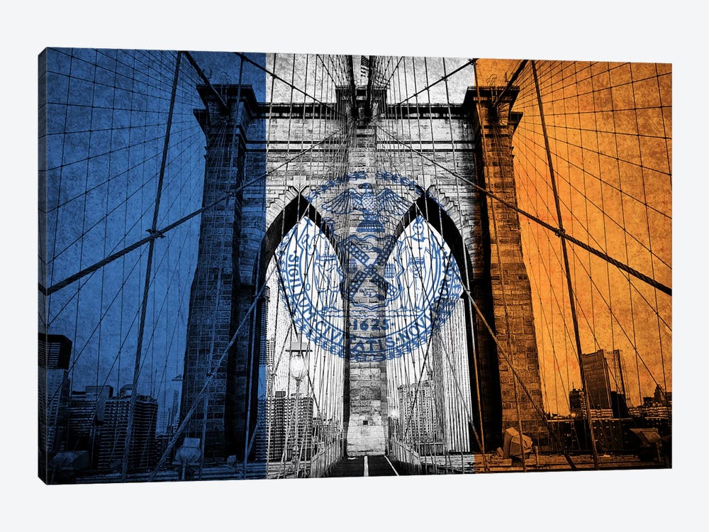 New York City, New York (Brooklyn Bridge) by iCanvas 1-piece Canvas Print