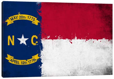 North Carolina Fresh Paint State Flag Canvas Art Print - Flags Collection