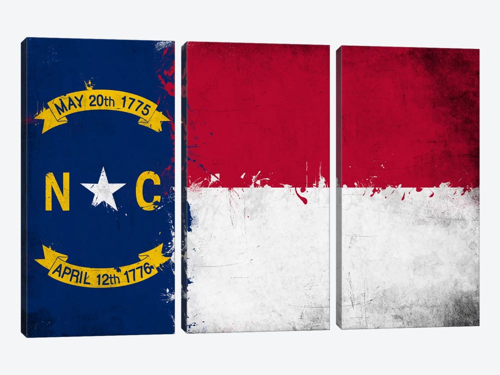 North Carolina Fresh Paint State Flag by iCanvas 3-piece Canvas Art