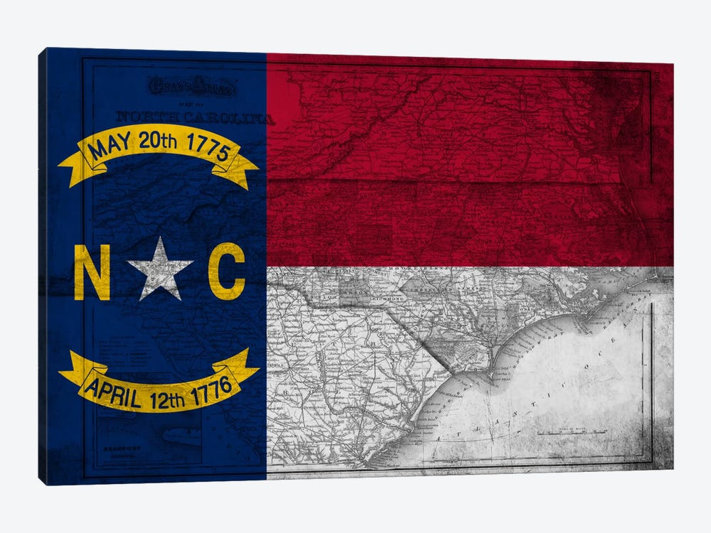 North Carolina (Vintage Map) by iCanvas 1-piece Canvas Art Print