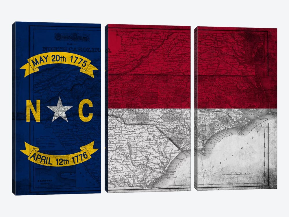 North Carolina (Vintage Map) by iCanvas 3-piece Canvas Print