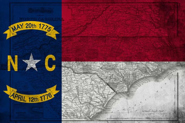Flags Collection: North Carolina (Vintage Map) by 5by5collective