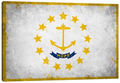 Rhode Island FlagGrunge Painted Canvas Art Print - U.S. State Flag Art