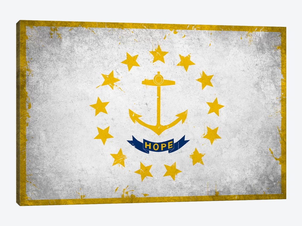 Rhode Island FlagGrunge Painted by iCanvas 1-piece Canvas Art Print