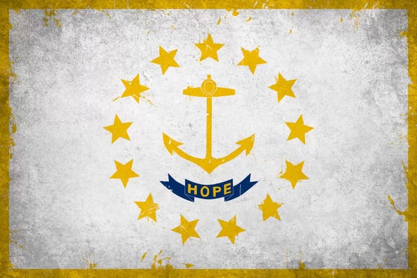U.S. State Flags: Rhode Island FlagGrunge Painted by iCanvas